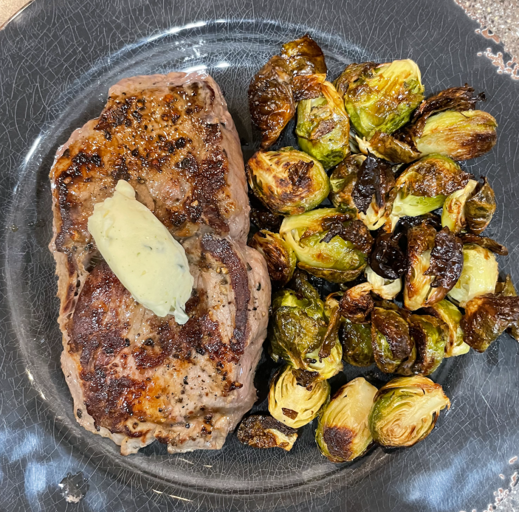 steak and brussels