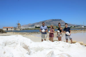 Bill and the kids in the salt mines in Sicily